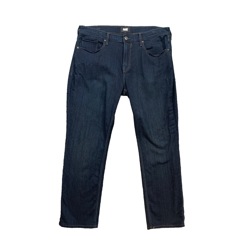Paige Jeans Mens 35 Blue Federal Slim Straight Mid Rise Stretch Denim Dark Wash